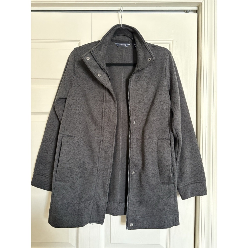 Lands' End Women's Sweater Fleece Jacket Size SP Small Petite Full Zip Pockets